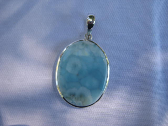 Larimar Pendant(Sterling Silver) calming, cooling and soothing to the emotional body, enhanced communication and feminine power 4007